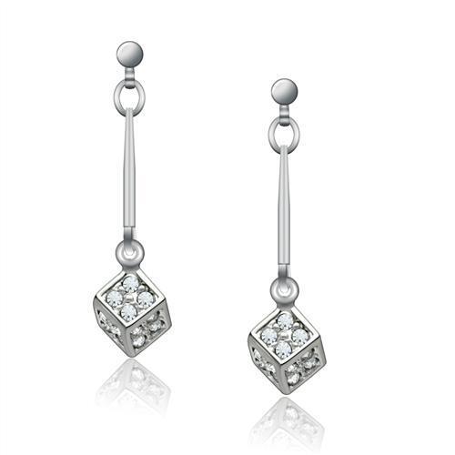 LO1981 - White Metal Earrings Rhodium Women Top Grade Crystal Clear