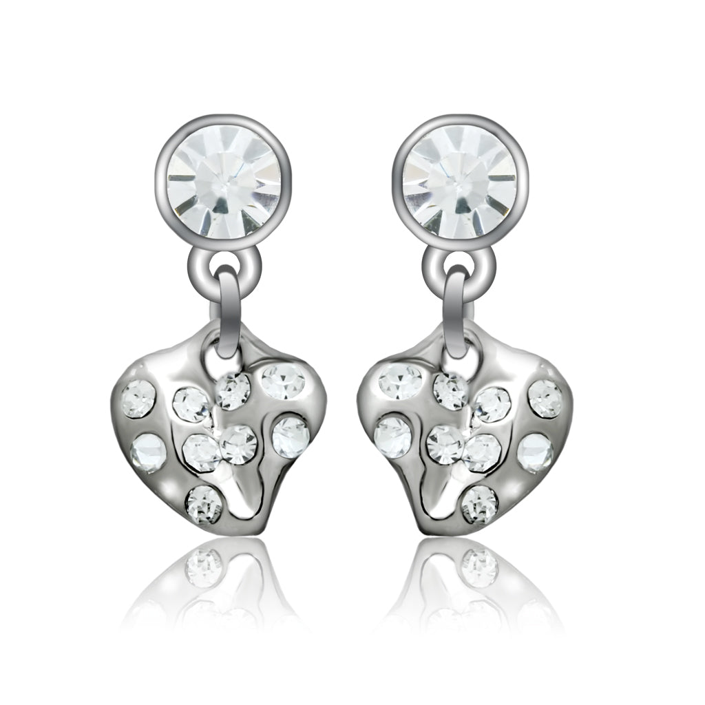 LO1982 - White Metal Earrings Rhodium Women Top Grade Crystal Clear