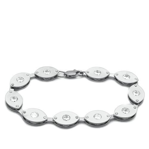 LO2011 - Brass Bracelet Matte Rhodium & Rhodium Women AAA Grade CZ Clear