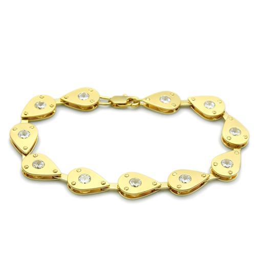 LO2015 - Brass Bracelet Matte Gold & Gold Women AAA Grade CZ Clear
