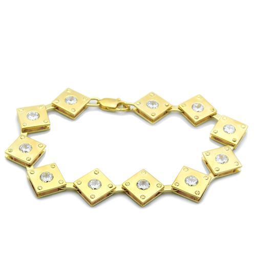 LO2017 - Brass Bracelet Matte Gold & Gold Women AAA Grade CZ Clear