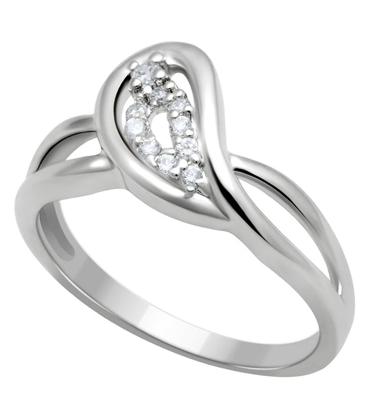 LO2051 - Brass Ring Rhodium Women AAA Grade CZ Clear