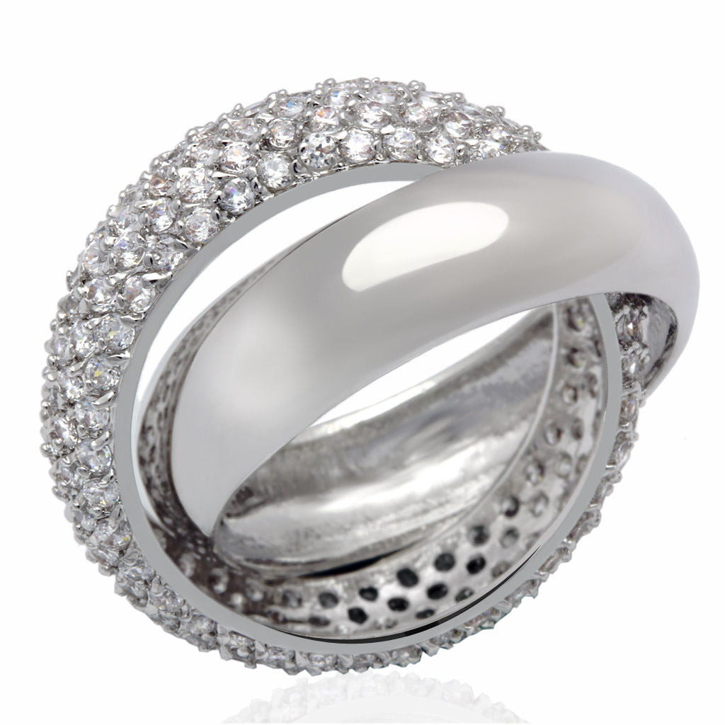 LO2055 - Brass Ring Rhodium Women AAA Grade CZ Clear