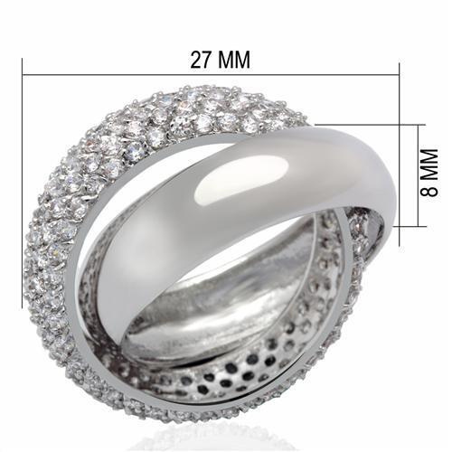 LO2055 - Brass Ring Rhodium Women AAA Grade CZ Clear