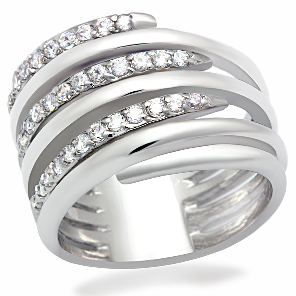 LO2075 - Brass Ring Rhodium Women AAA Grade CZ Clear