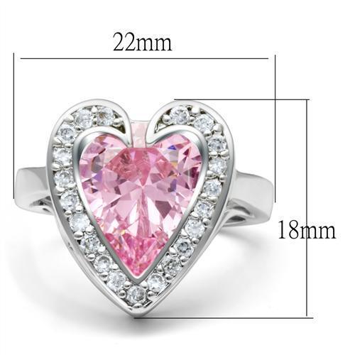 LO2087 - Brass Ring Rhodium Women AAA Grade CZ Rose