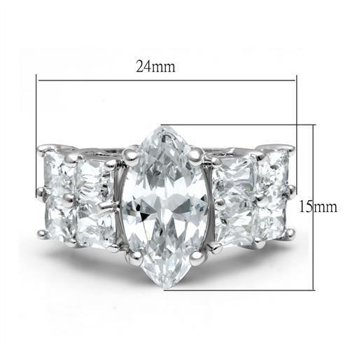 LO2091 - Brass Ring Rhodium Women AAA Grade CZ Clear