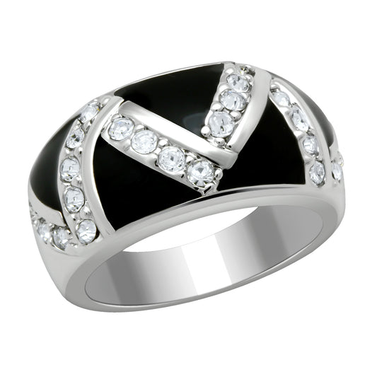 LO2094 - Brass Ring Rhodium Women Top Grade Crystal Clear