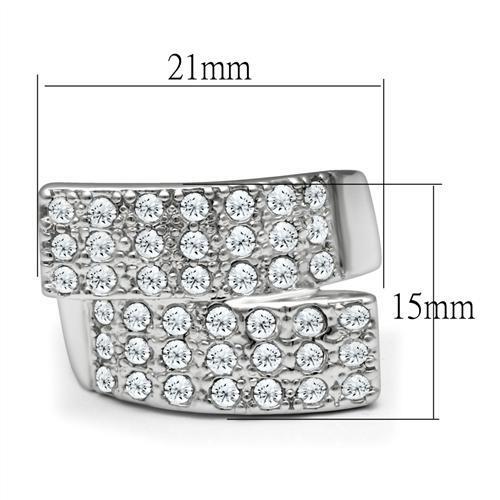 LO2095 - Brass Ring Rhodium Women Top Grade Crystal Clear