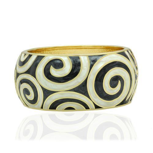 LO2126 - White Metal Bangle Flash Gold Women Epoxy No Stone