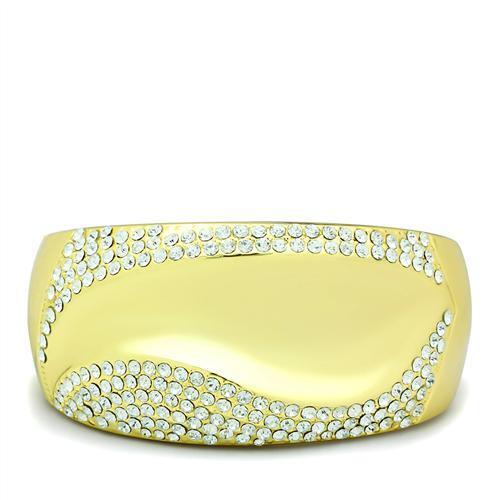 LO2155 - White Metal Bangle Flash Gold Women Top Grade Crystal Clear