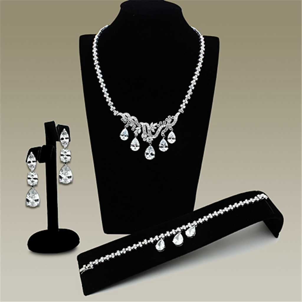 LO2334 - Brass Jewelry Sets Rhodium Women AAA Grade CZ Clear