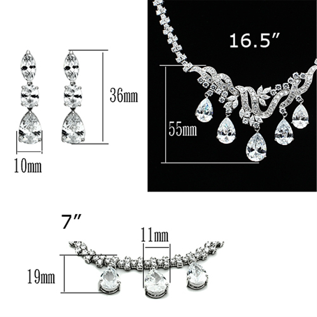 LO2334 - Brass Jewelry Sets Rhodium Women AAA Grade CZ Clear