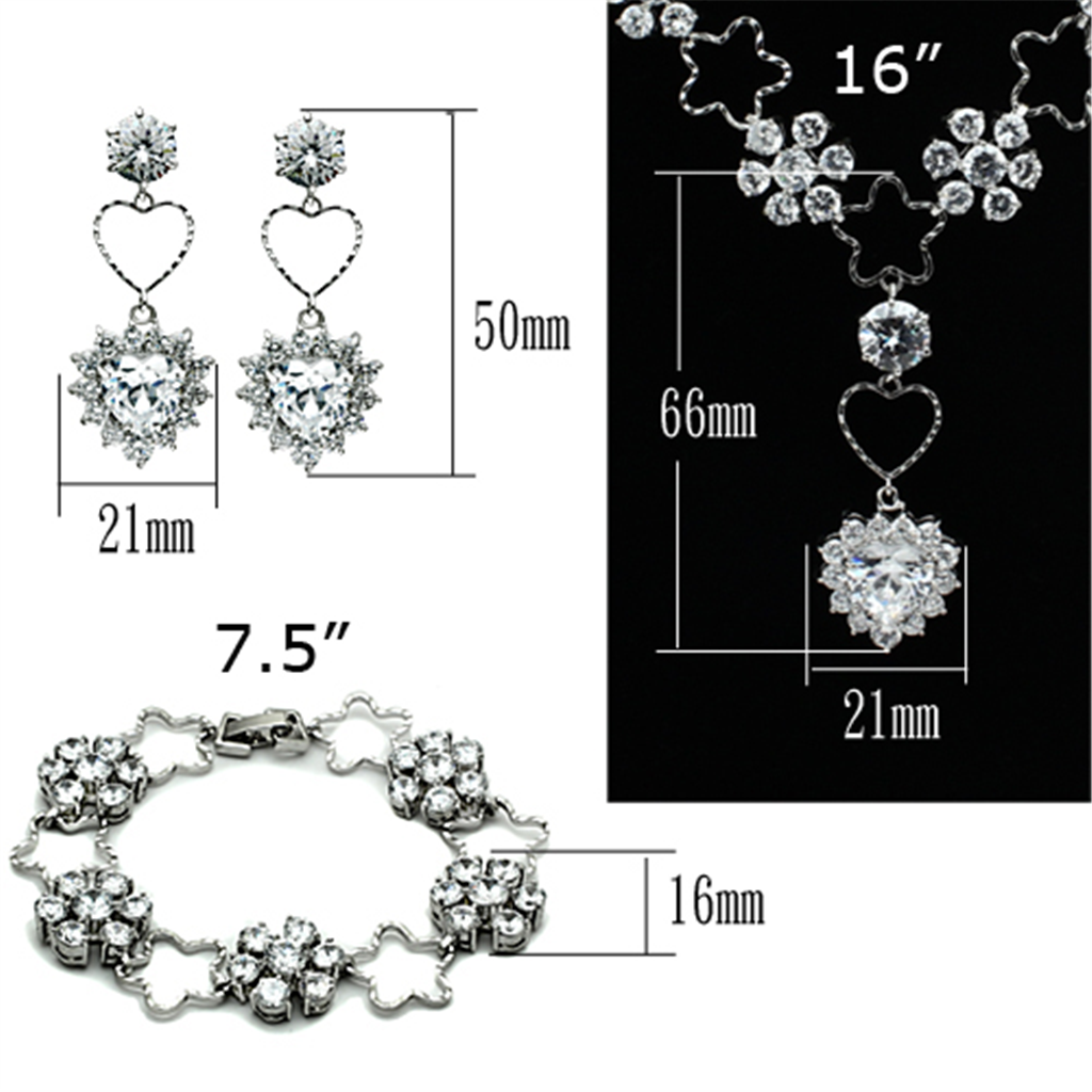 LO2357 - Brass Jewelry Sets Rhodium Women AAA Grade CZ Clear