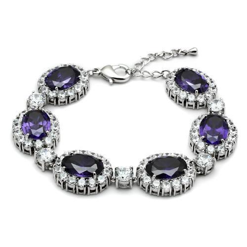 LO2359 - Brass Bracelet Rhodium Women AAA Grade CZ Amethyst