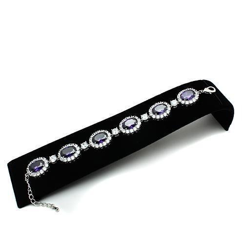 LO2359 - Brass Bracelet Rhodium Women AAA Grade CZ Amethyst