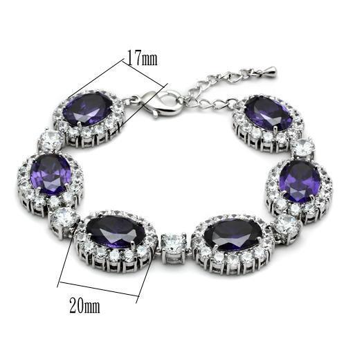 LO2359 - Brass Bracelet Rhodium Women AAA Grade CZ Amethyst