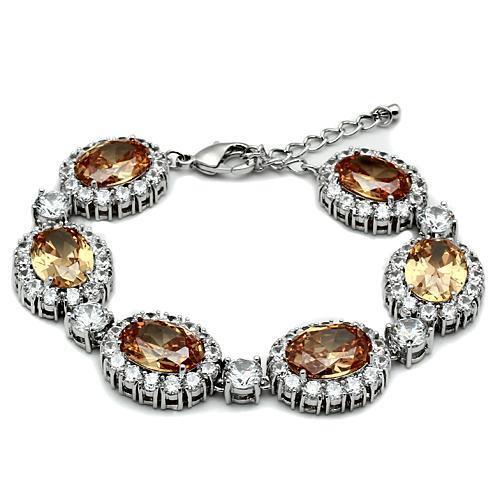 LO2360 - Brass Bracelet Rhodium Women AAA Grade CZ Champagne