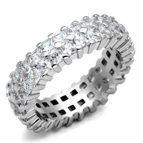 LO2431 - Brass Ring Rhodium Women AAA Grade CZ Clear