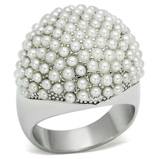 LO2433 - Brass Ring Rhodium Women Synthetic White