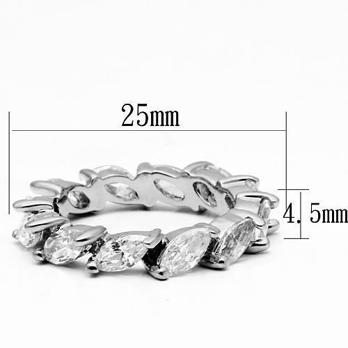 LO2469 - Brass Ring Rhodium Women AAA Grade CZ Clear