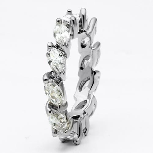 LO2469 - Brass Ring Rhodium Women AAA Grade CZ Clear