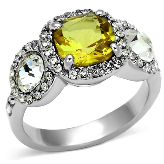 LO2517 - Brass Ring Rhodium Women Synthetic Topaz