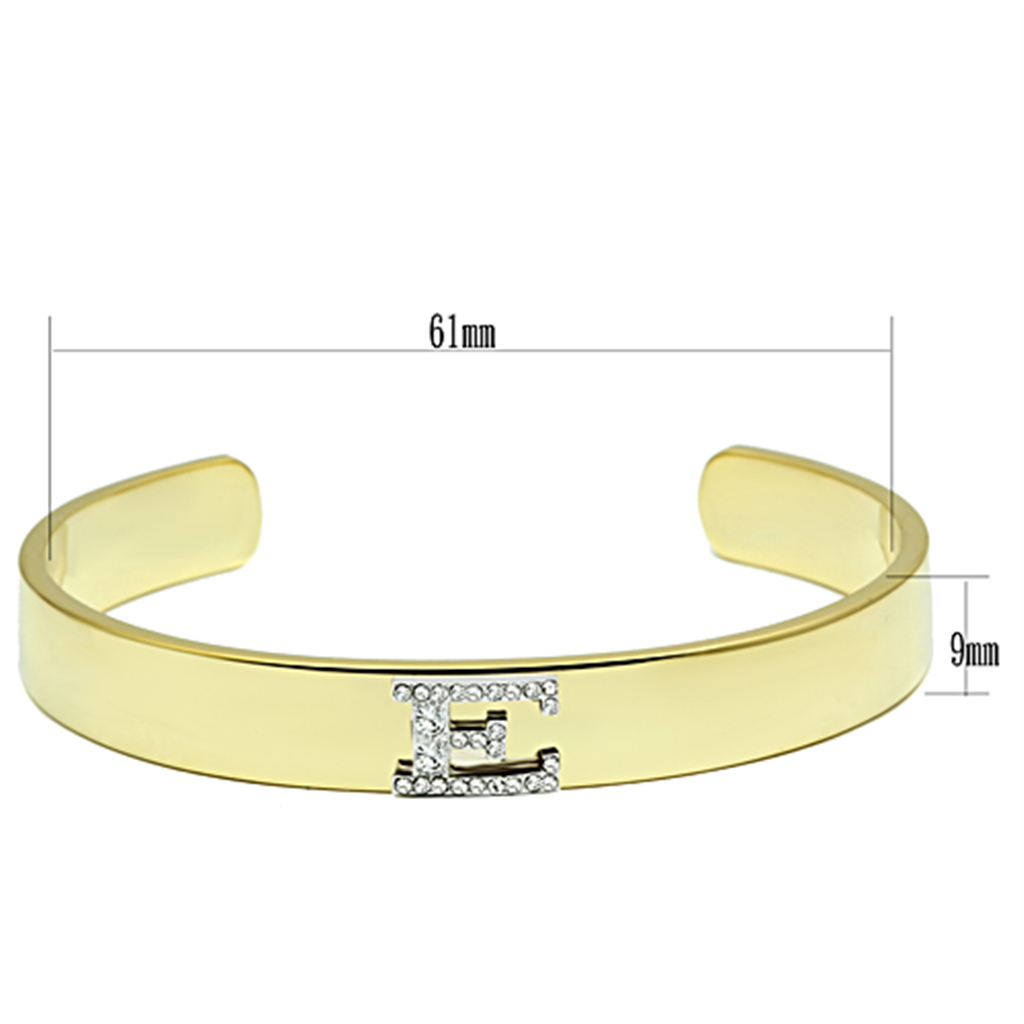 LO2574 - White Metal Bangle Gold+Rhodium Women Top Grade Crystal Clear