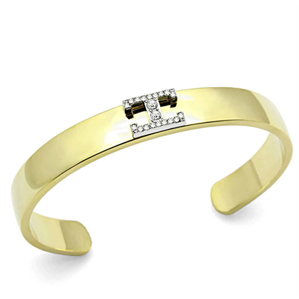 LO2578 - White Metal Bangle Gold+Rhodium Women Top Grade Crystal Clear