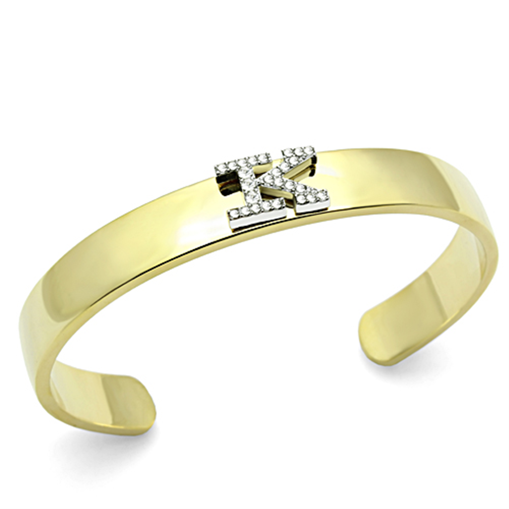 LO2580 - White Metal Bangle Gold+Rhodium Women Top Grade Crystal Clear