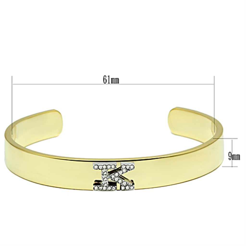 LO2580 - White Metal Bangle Gold+Rhodium Women Top Grade Crystal Clear