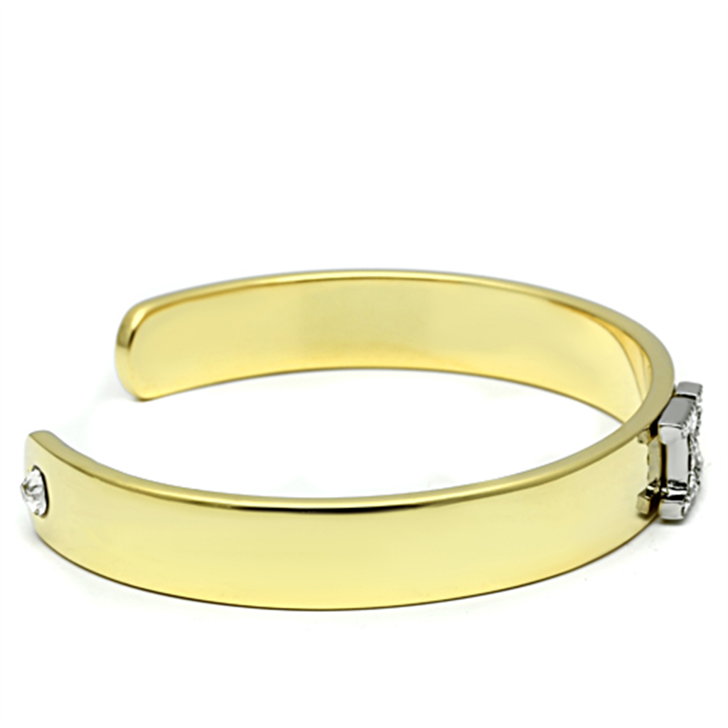 LO2580 - White Metal Bangle Gold+Rhodium Women Top Grade Crystal Clear