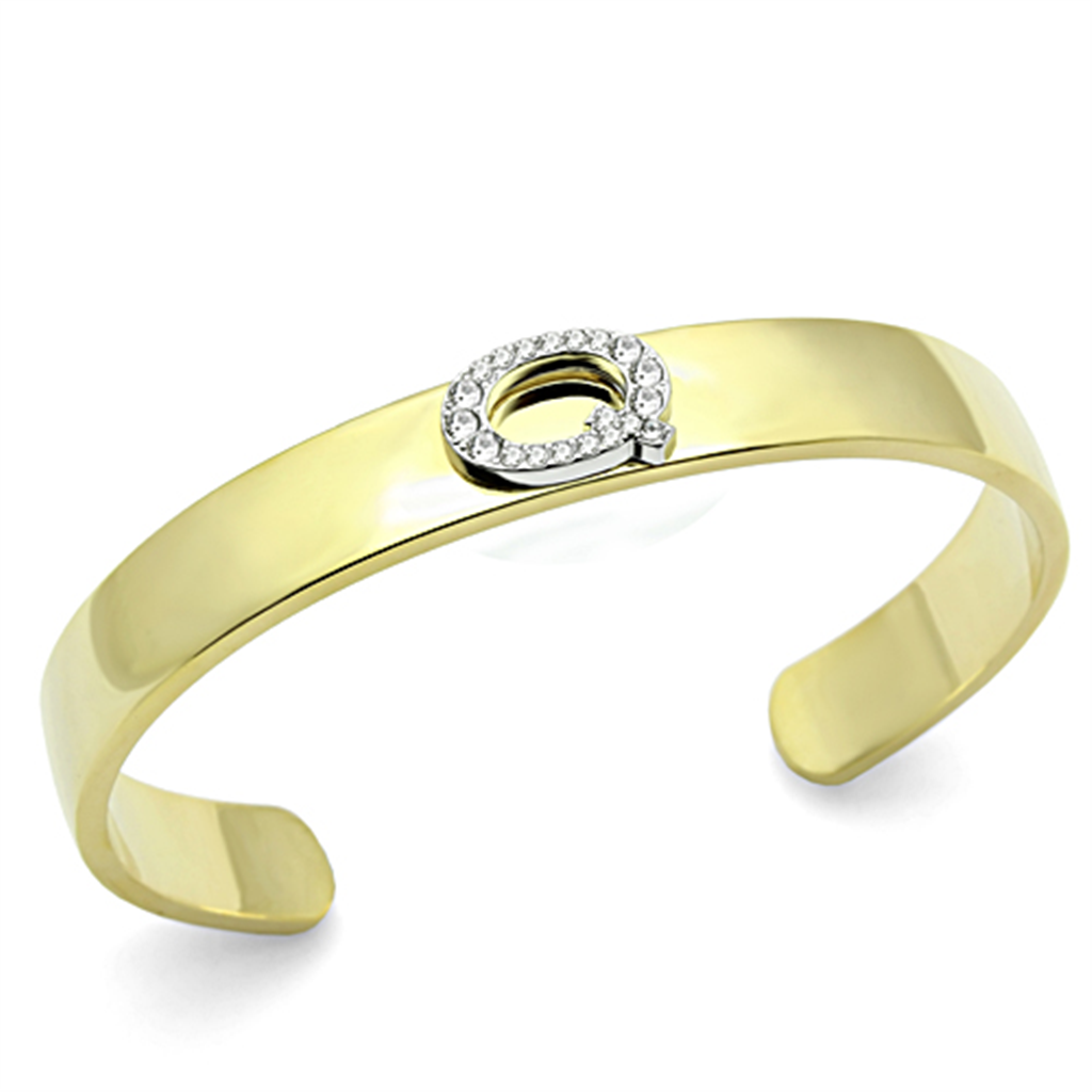 LO2586 - White Metal Bangle Gold+Rhodium Women Top Grade Crystal Clear