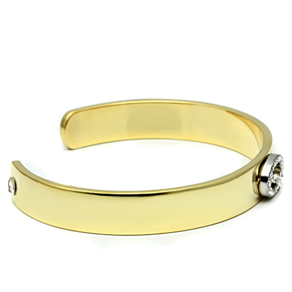 LO2586 - White Metal Bangle Gold+Rhodium Women Top Grade Crystal Clear