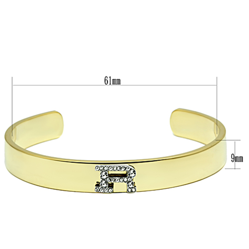 LO2587 - White Metal Bangle Gold+Rhodium Women Top Grade Crystal Clear