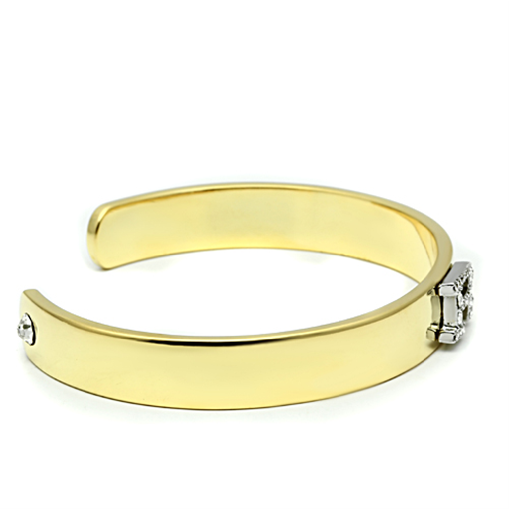 LO2587 - White Metal Bangle Gold+Rhodium Women Top Grade Crystal Clear