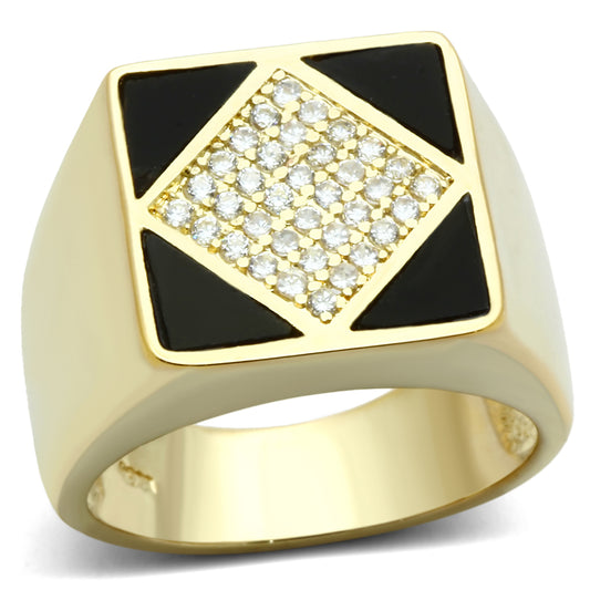 LO2608 - Brass Ring Gold Men AAA Grade CZ Clear