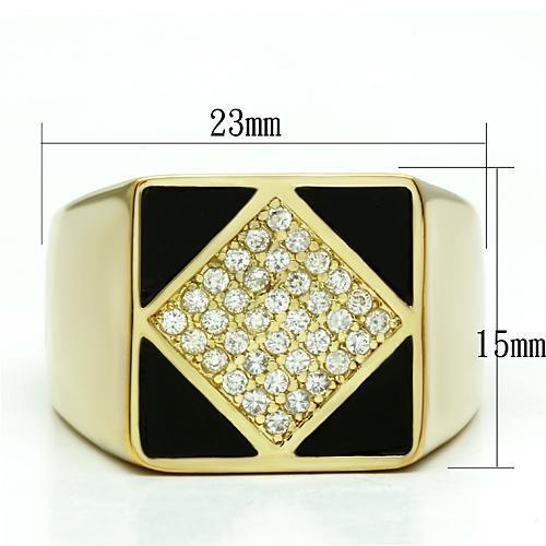 LO2608 - Brass Ring Gold Men AAA Grade CZ Clear