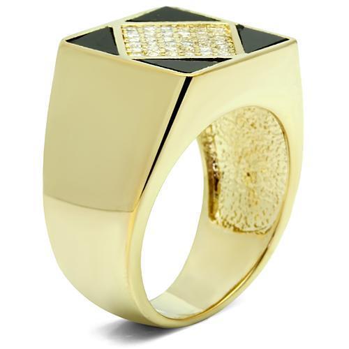 LO2608 - Brass Ring Gold Men AAA Grade CZ Clear