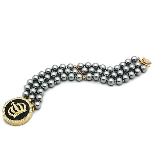 LO2642 - Brass Bracelet Gold Women Semi-Precious Jet