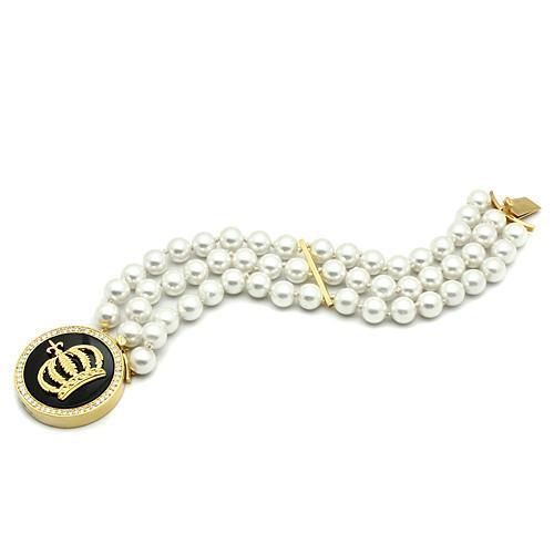 LO2643 - Brass Bracelet Gold Women Semi-Precious Jet