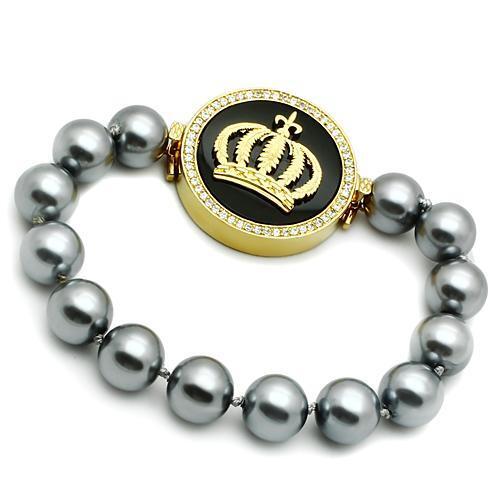 LO2649 - Brass Bracelet Gold Women Semi-Precious Jet