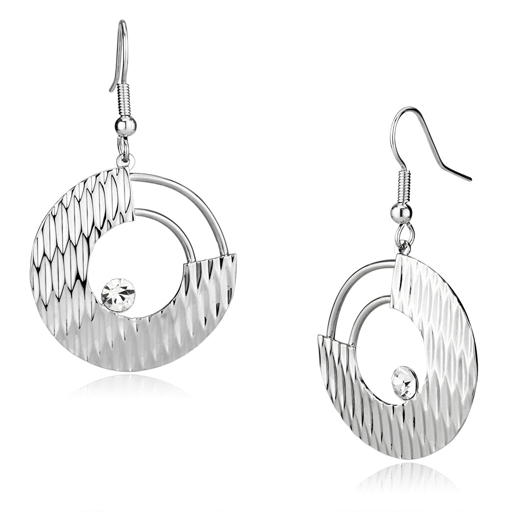 LO2677 - Iron Earrings Rhodium Women Top Grade Crystal Clear