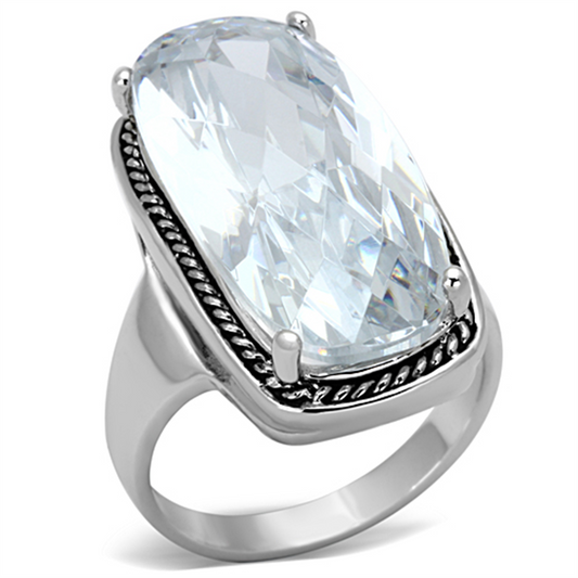 LO2958 - Brass Ring Rhodium Women AAA Grade CZ Clear