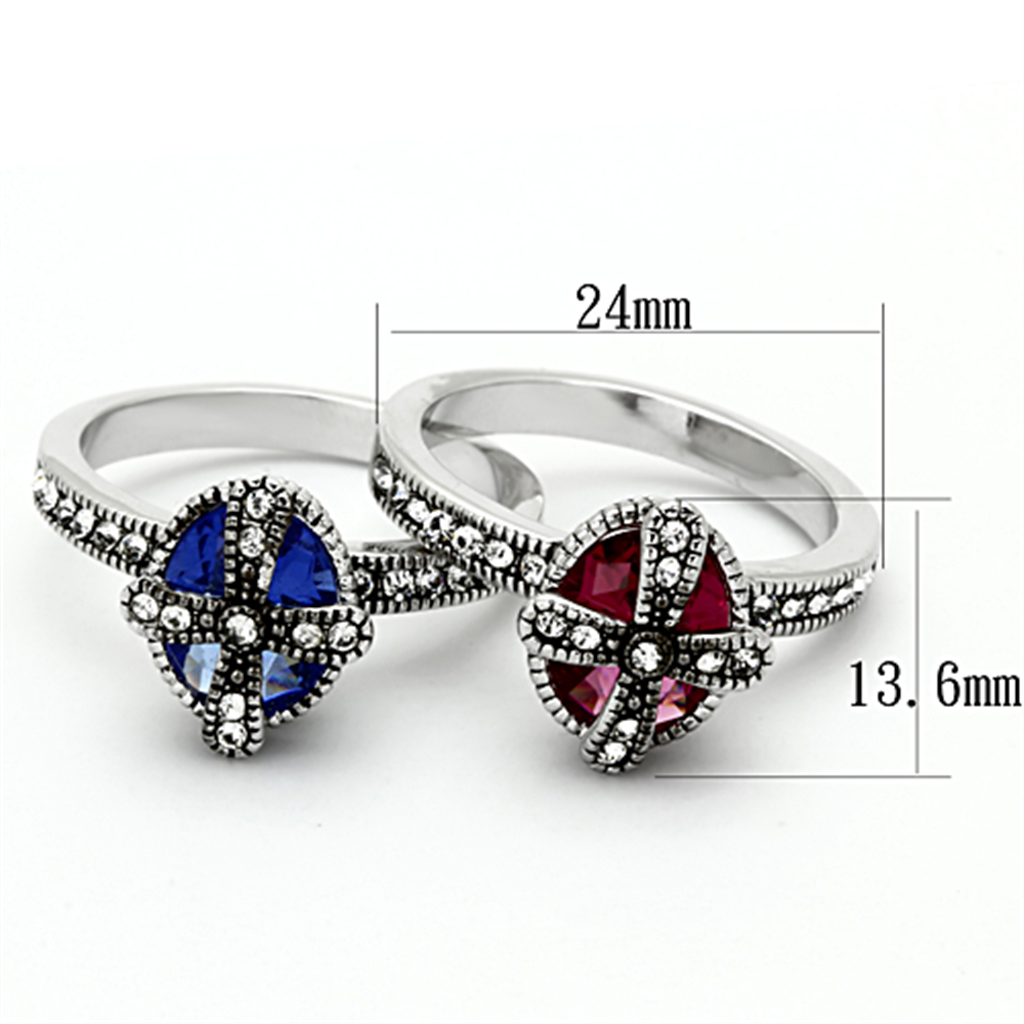 LO2997 - Brass Ring Rhodium Women Synthetic Multi Color