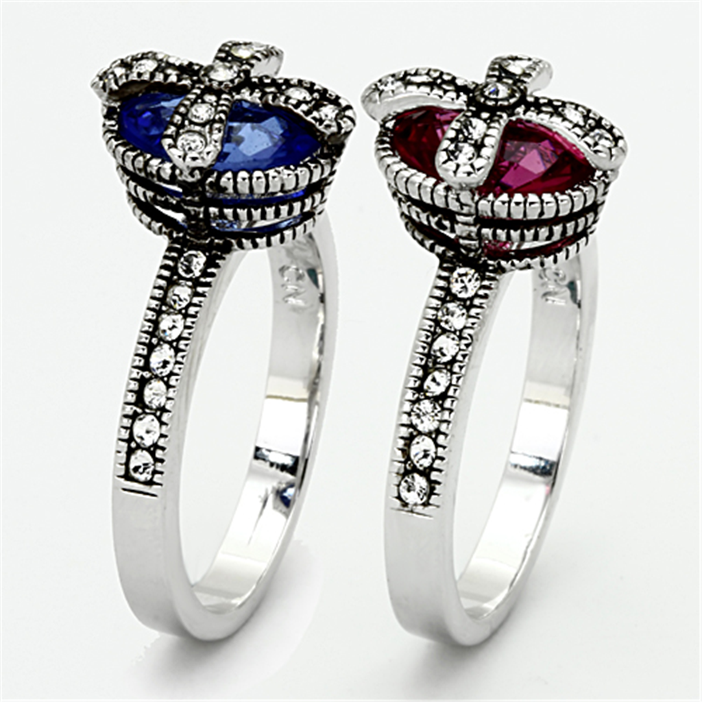 LO2997 - Brass Ring Rhodium Women Synthetic Multi Color