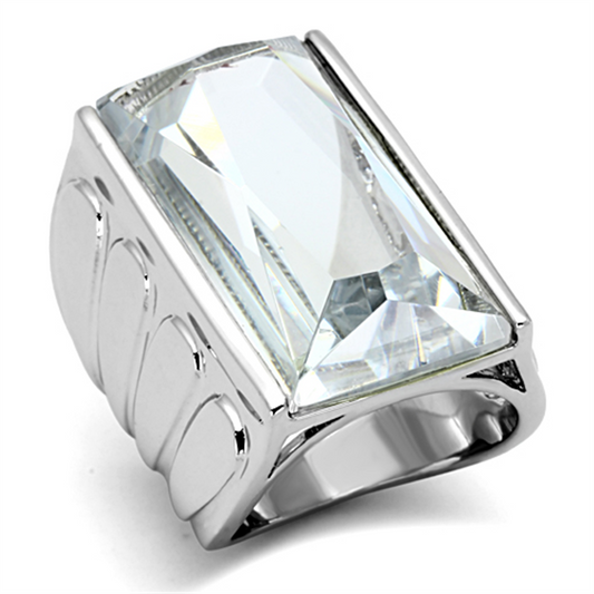 LO3030 - Brass Ring Rhodium Women AAA Grade CZ Clear