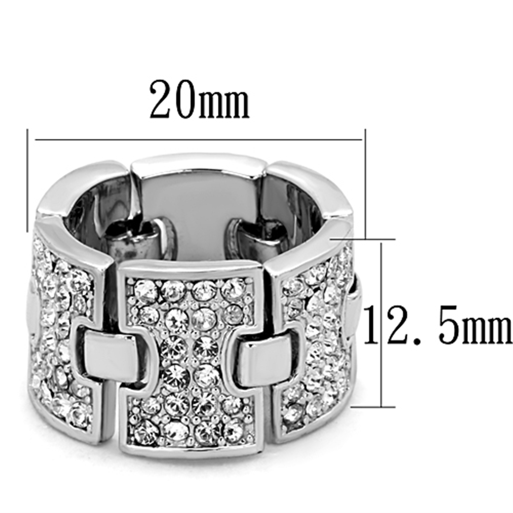 LO3147 - Brass Ring Rhodium Women Top Grade Crystal Clear