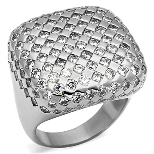 LO3169 - Brass Ring Rhodium Women AAA Grade CZ Clear