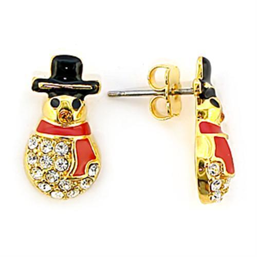 LO320 - Brass Earrings Gold Women Top Grade Crystal Topaz